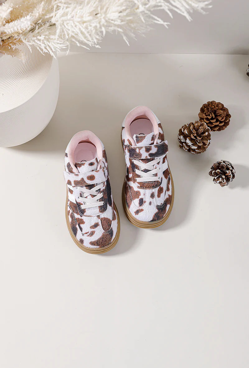 Baskets enfant léopard à scratch – Sneakers tendance à semelle épaisse