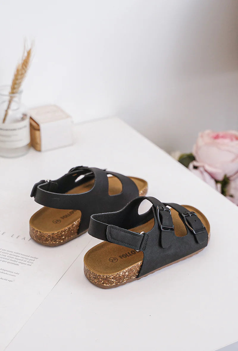 sandale Poppy Noir Avec Boucle Noir