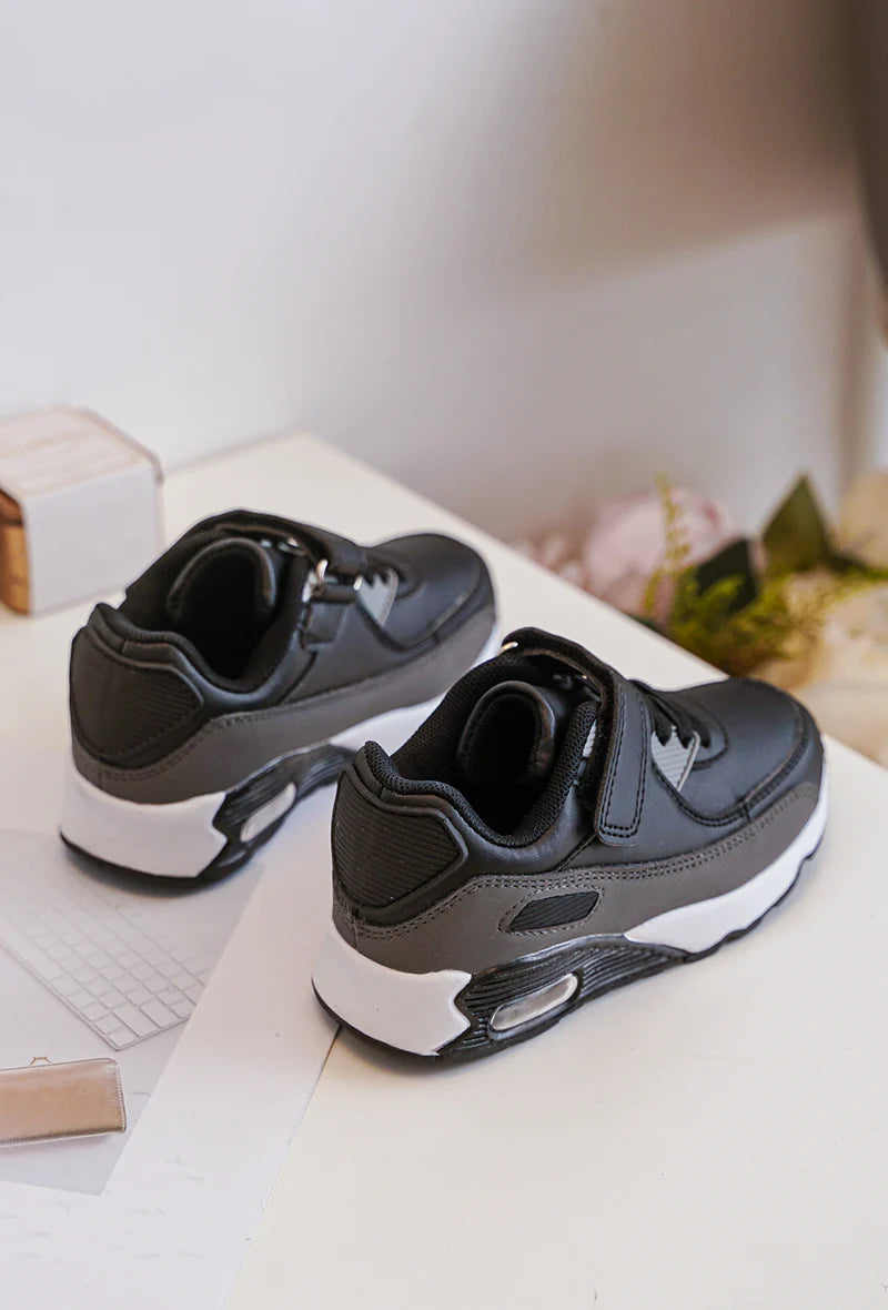 Baskets Enfant à Scratch – Chaussures Sport Enfant – Confortables et Légères – Noir