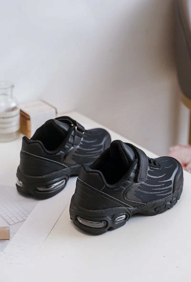 Baskets Enfant à Scratch – Chaussures Sport Enfant – Confortables et Légères – Noir