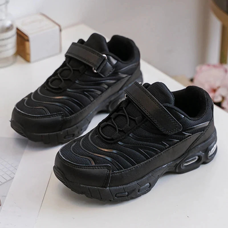 Baskets Enfant à Scratch – Chaussures Sport Enfant – Confortables et Légères – Noir