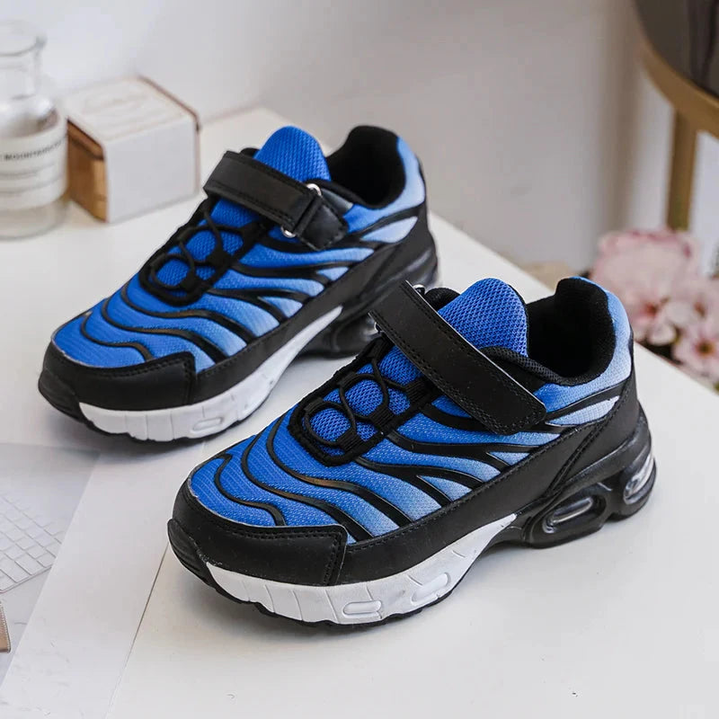 Baskets Enfant à Scratch – Chaussures Sport Garçon/Fille – Confortables et Légères – Bleu et Noir